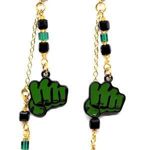 Green Fists of Fury Earrings